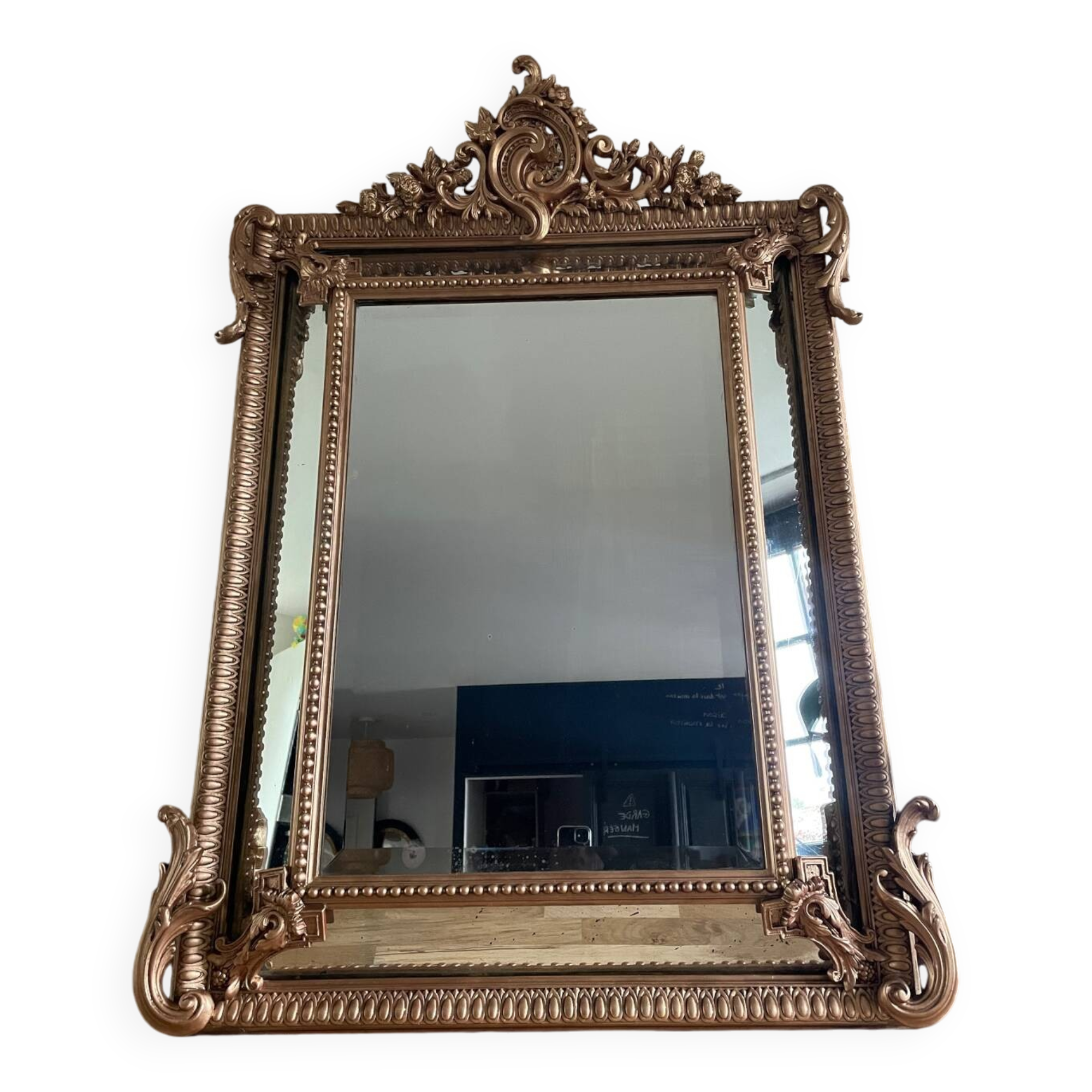 Mercury mirror with frame from the 19th century.