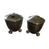 Ensemble salière et poivrier en metal argenté