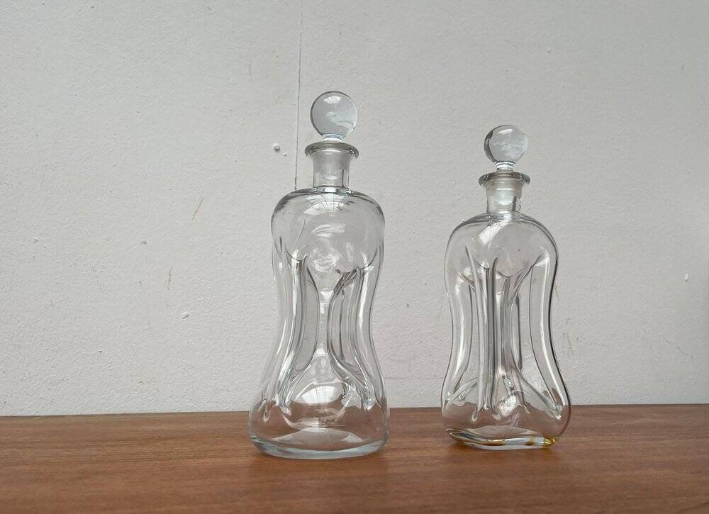 Danish Vintage Kluk Kluk Glass Bottles from Holmegaard, 1970s, Set of 2
