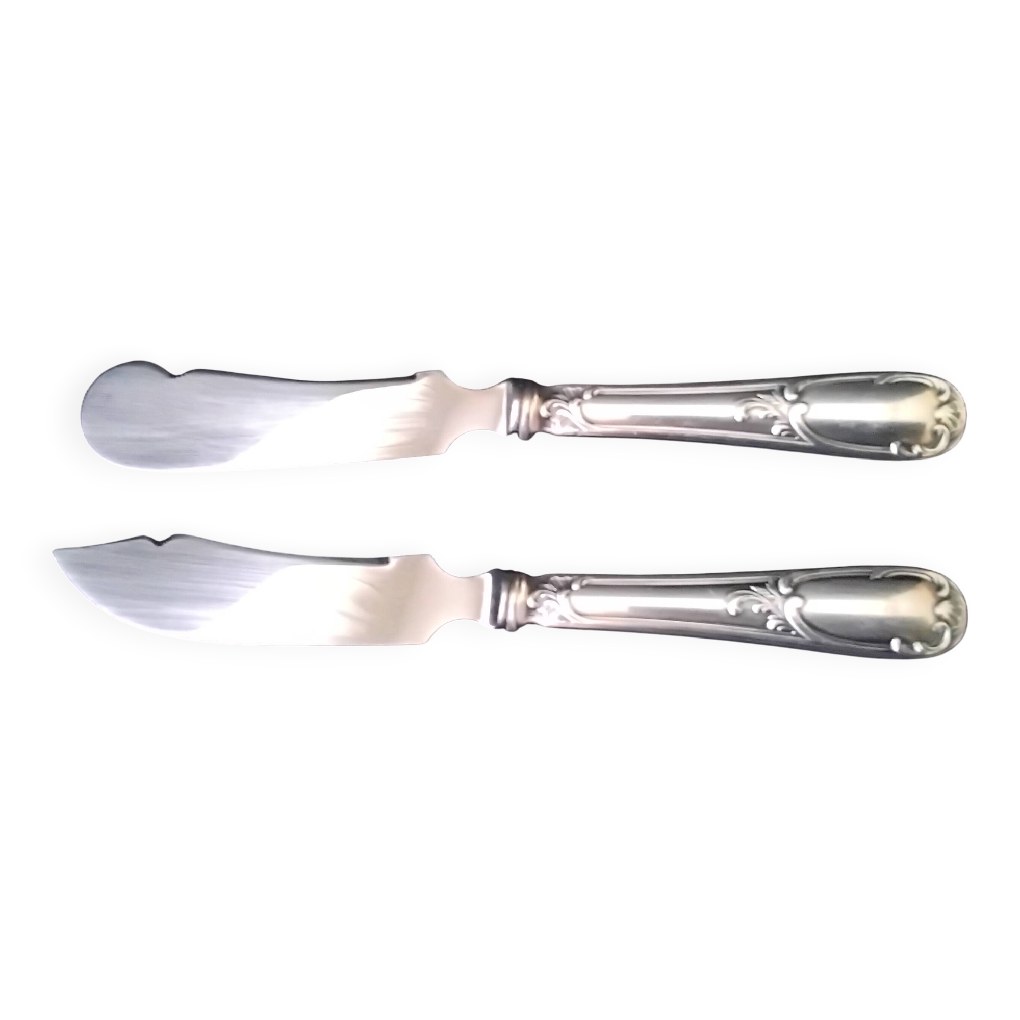 Set of 2 silver-plated and stainless steel Nogent serving knives