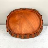 Tray in wood and wicker