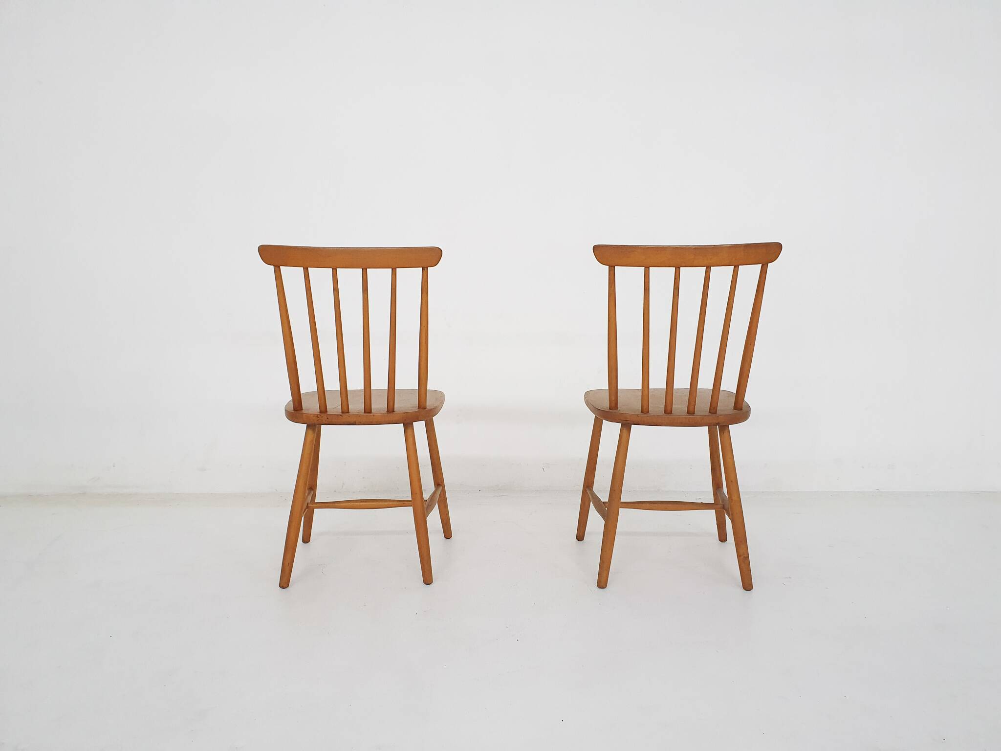 Set of two spindle back chairs, The Netherlands 1950's