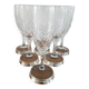 Crystal flutes with a silver rimmed foot