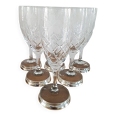 Crystal flutes with a silver rimmed foot