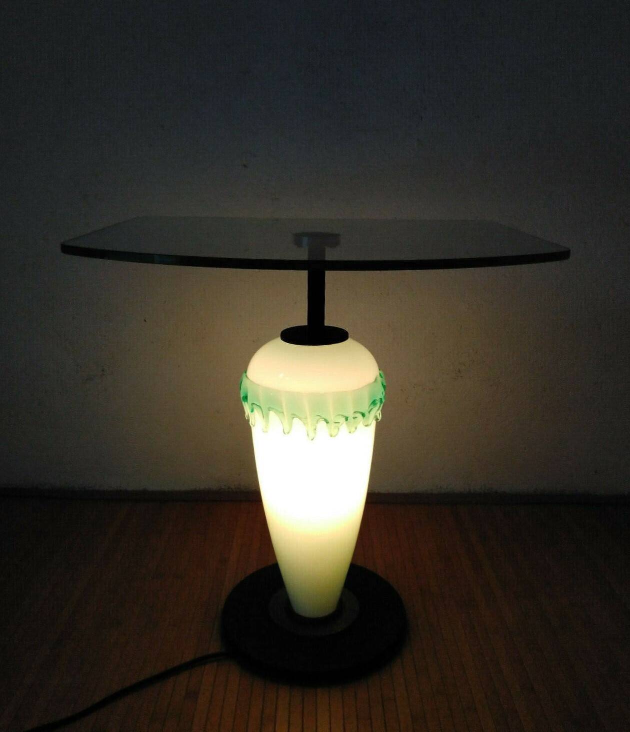 Lampe guéridon en verre de Murano Italie