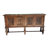 Large carved oak buffet in neo-Renaissance style, mid-20th century.