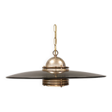 Original Belid T 391 pendant light in gold-coloured metal and smoked glass
