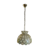 Vintage capiz shell pendant light, Tiffany style, retro lighting fixture