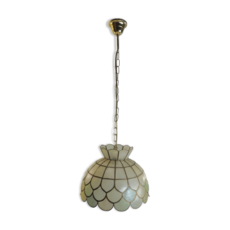 Suspension vintage en coquillage capiz, style Tiffany