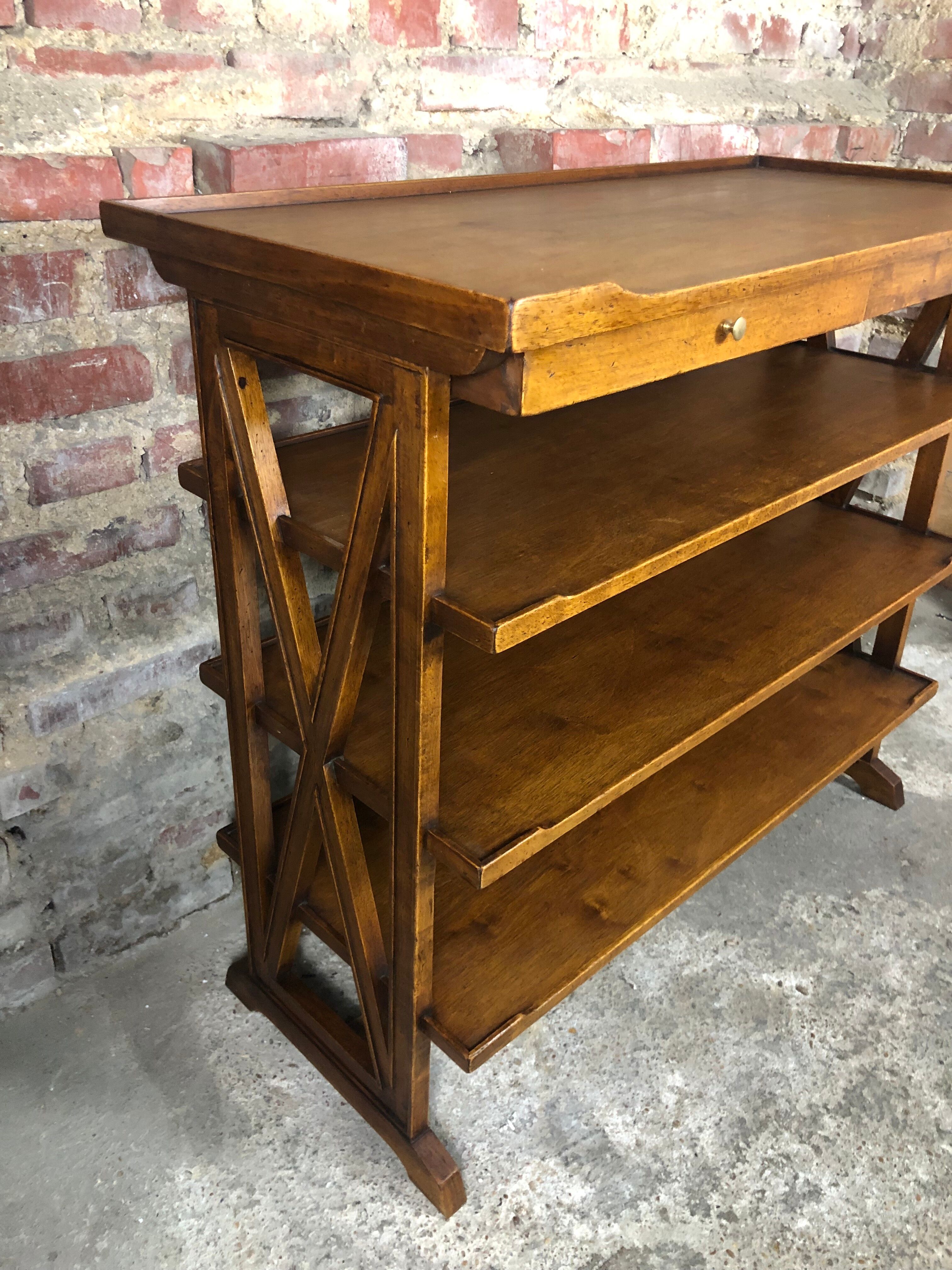 Service / storage furniture in solid walnut style Louis Philippe