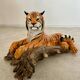 Ancien tigre en céramique vintage années 70 design italien position couché