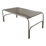 Table basse chrome et verre fumé