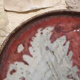 Large decorative plate in glazed stoneware, signed.