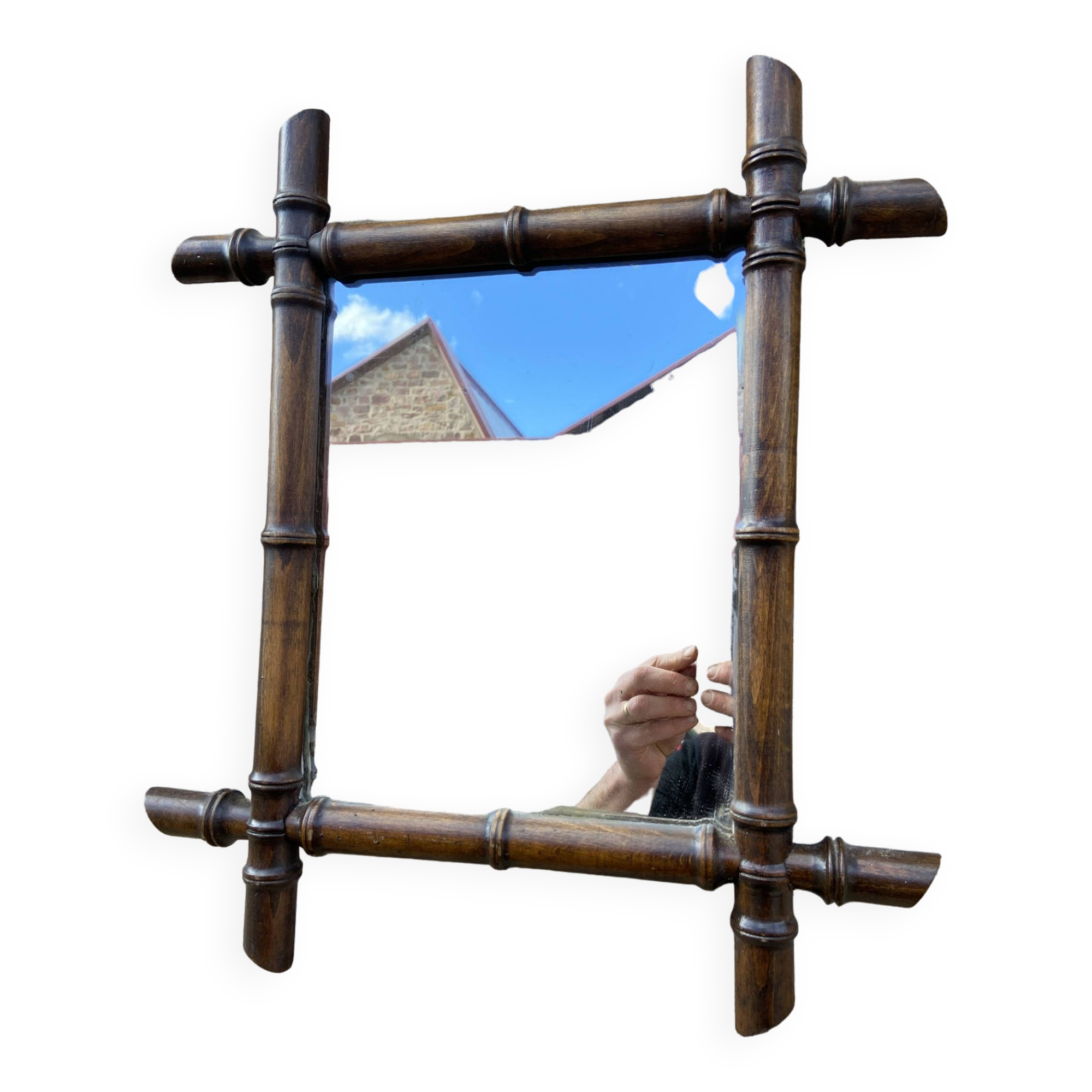 small vintage mirror mirror Faux bamboo French Mirror 1920s