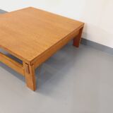 Vintage square coffee table in solid oak wood from the 60s 70s