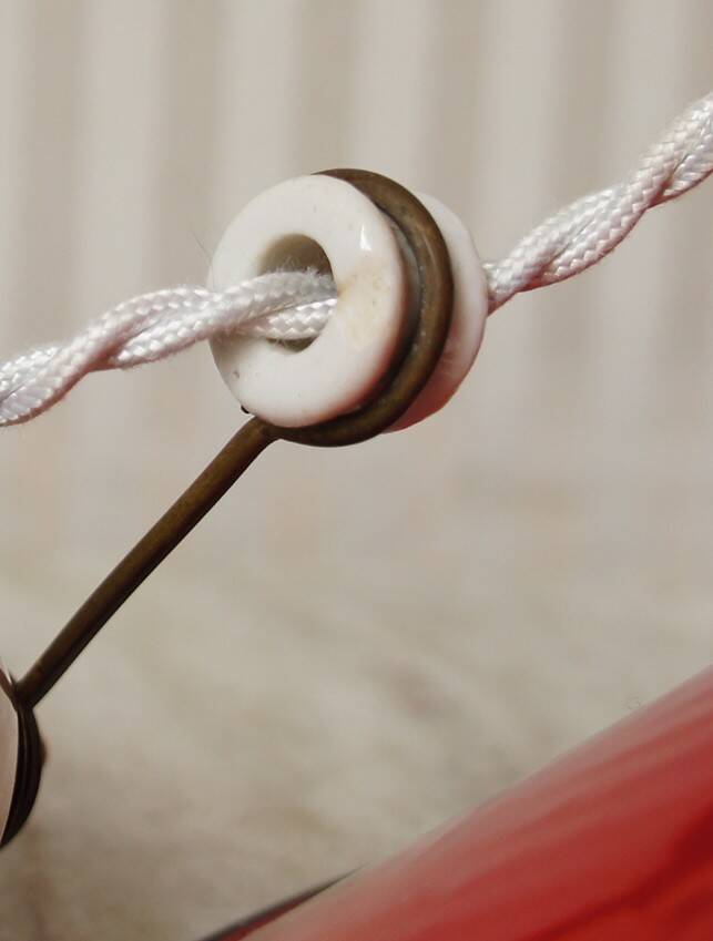 Enamelled sheet metal pendant rises & falls 1920