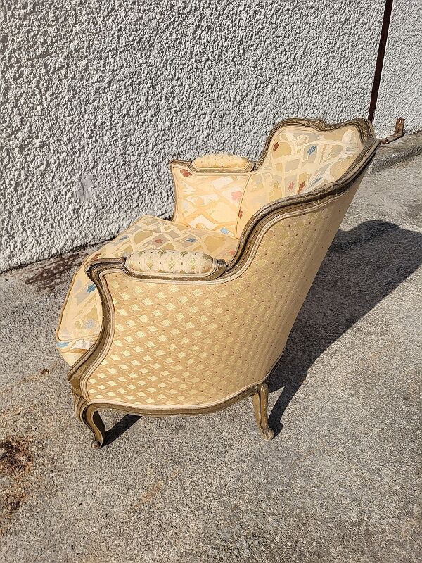 Fauteuil louis xv peint coussin amovible du xix ème siecle n° 13