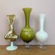 Set of 3 vintage glass and opaline vases