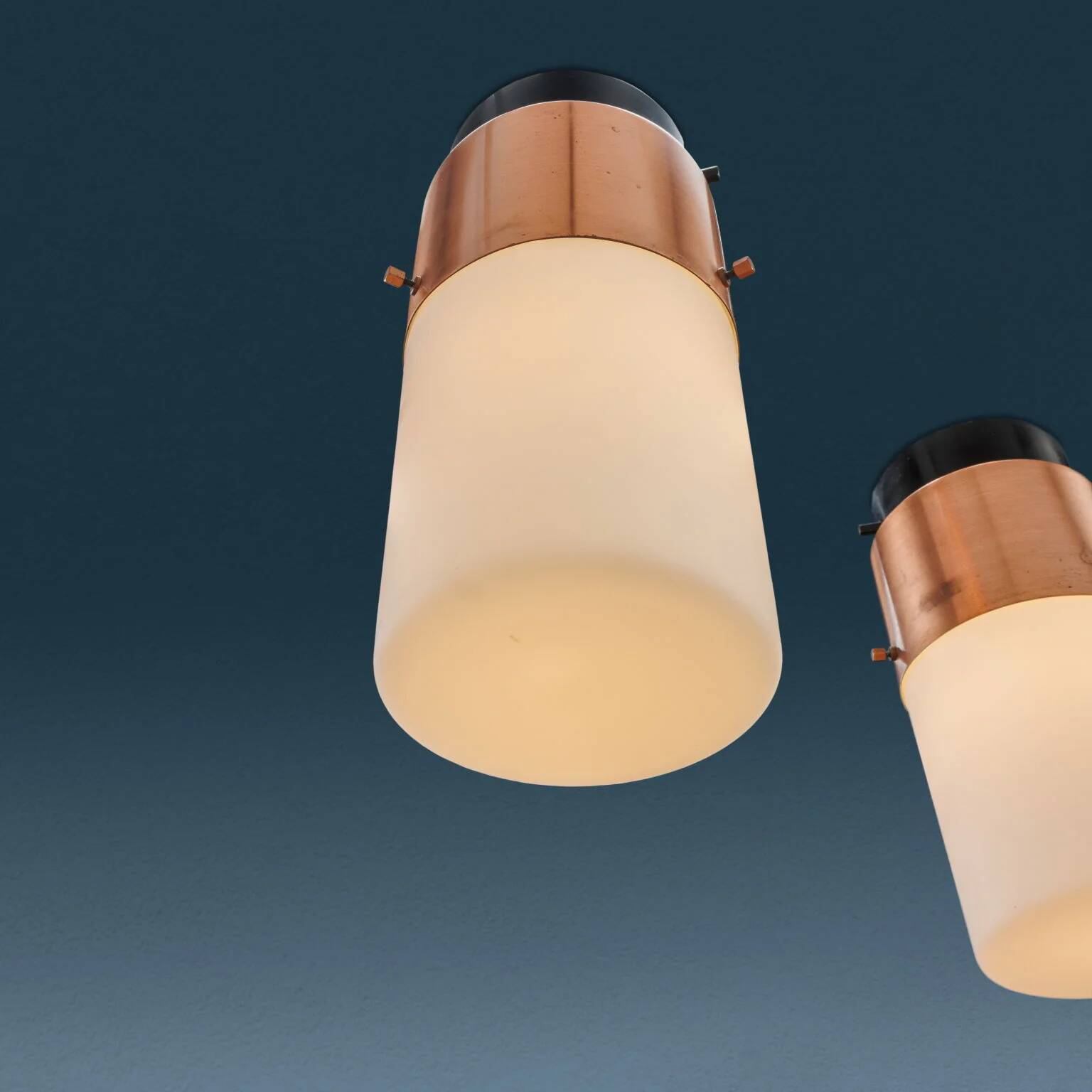 Plafonniers Stilnovo 1245 en cuivre et aluminium, Italie, années 1960