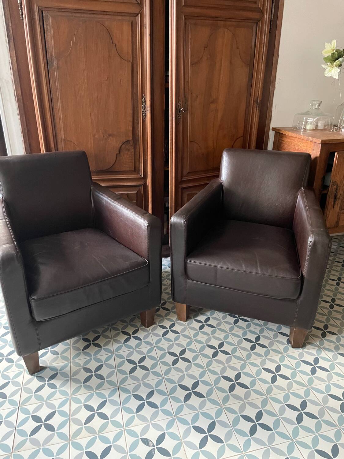 Pair of club armchairs