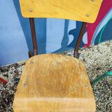 Set of 4 vintage deparaillé school chairs
