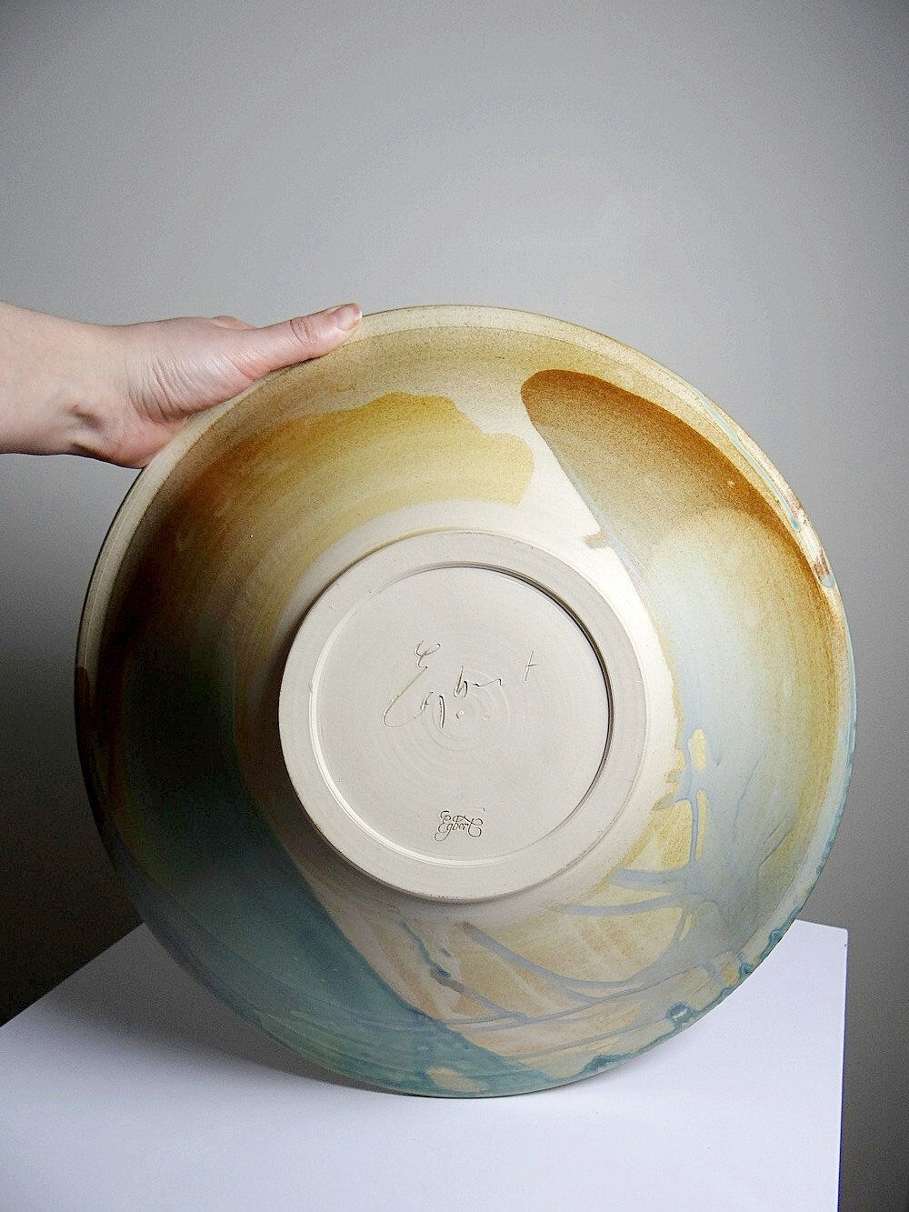 Very large fruit bowl Egbert Boonstra craftsmanship Netherlands vintage ceramics