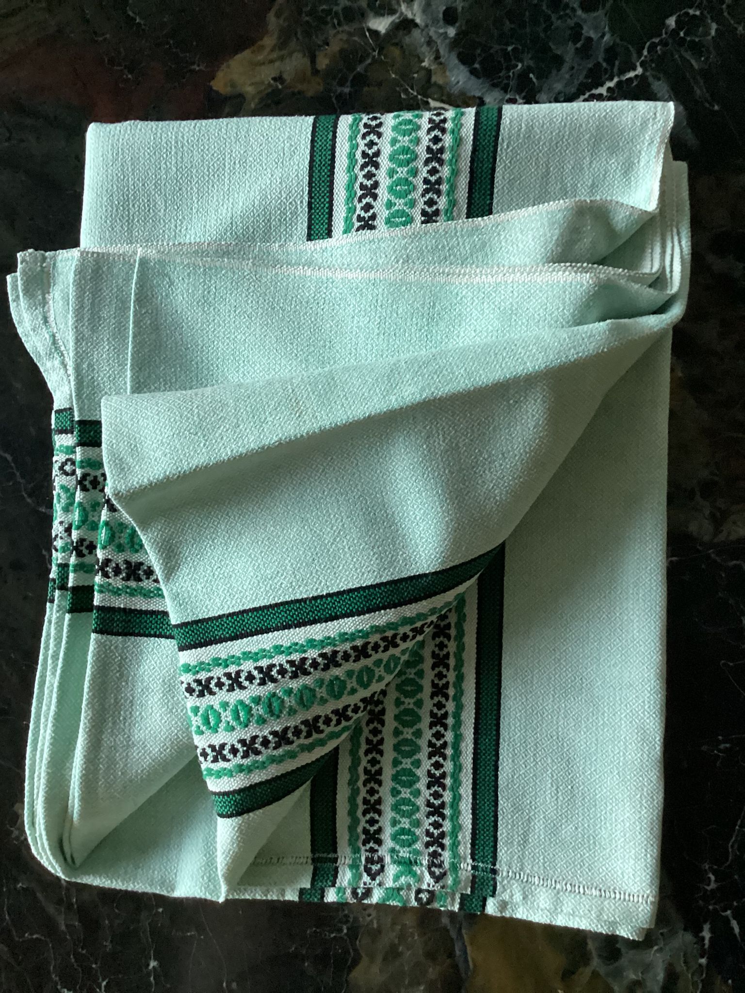 Cotton &  linen tablecloth vintage light green color