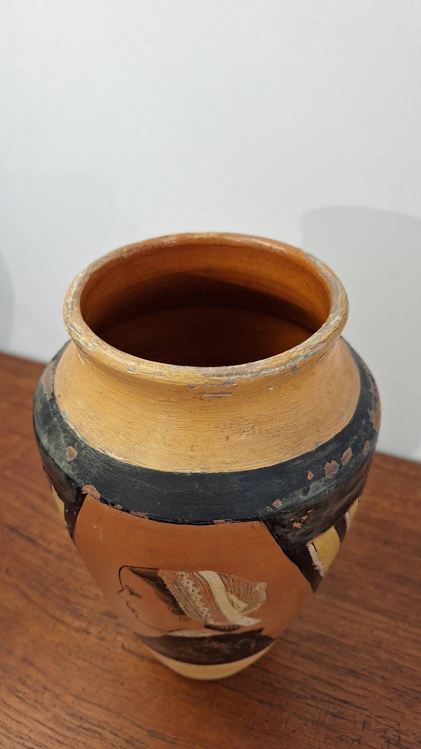 Signed Breton terracotta vase