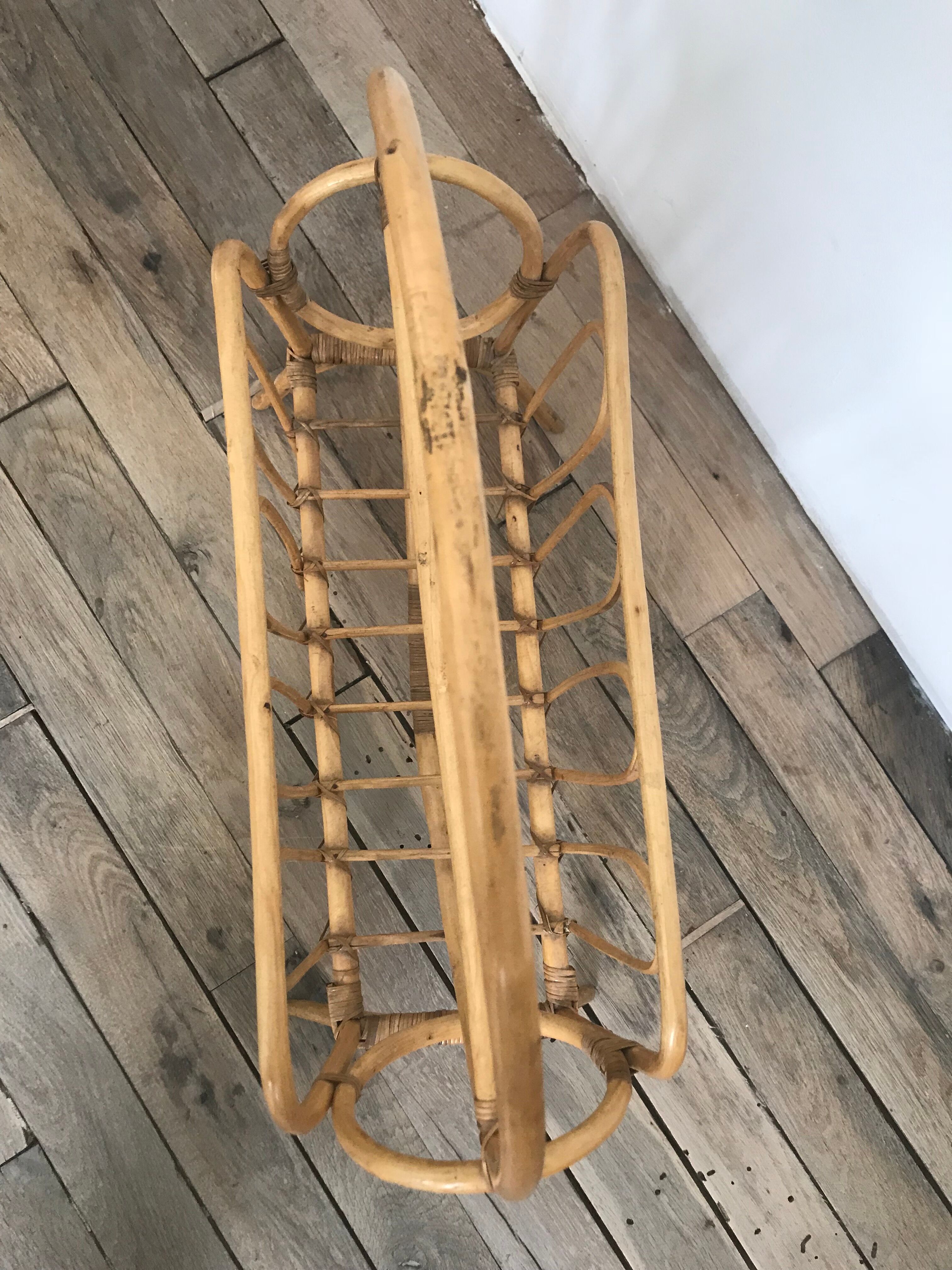 Vintage rattan magazine rack