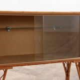 Bar ou vitrine vintage en bambou français des années 1960.