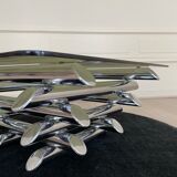 Tubular coffee table, glass and steel, Italy 1970