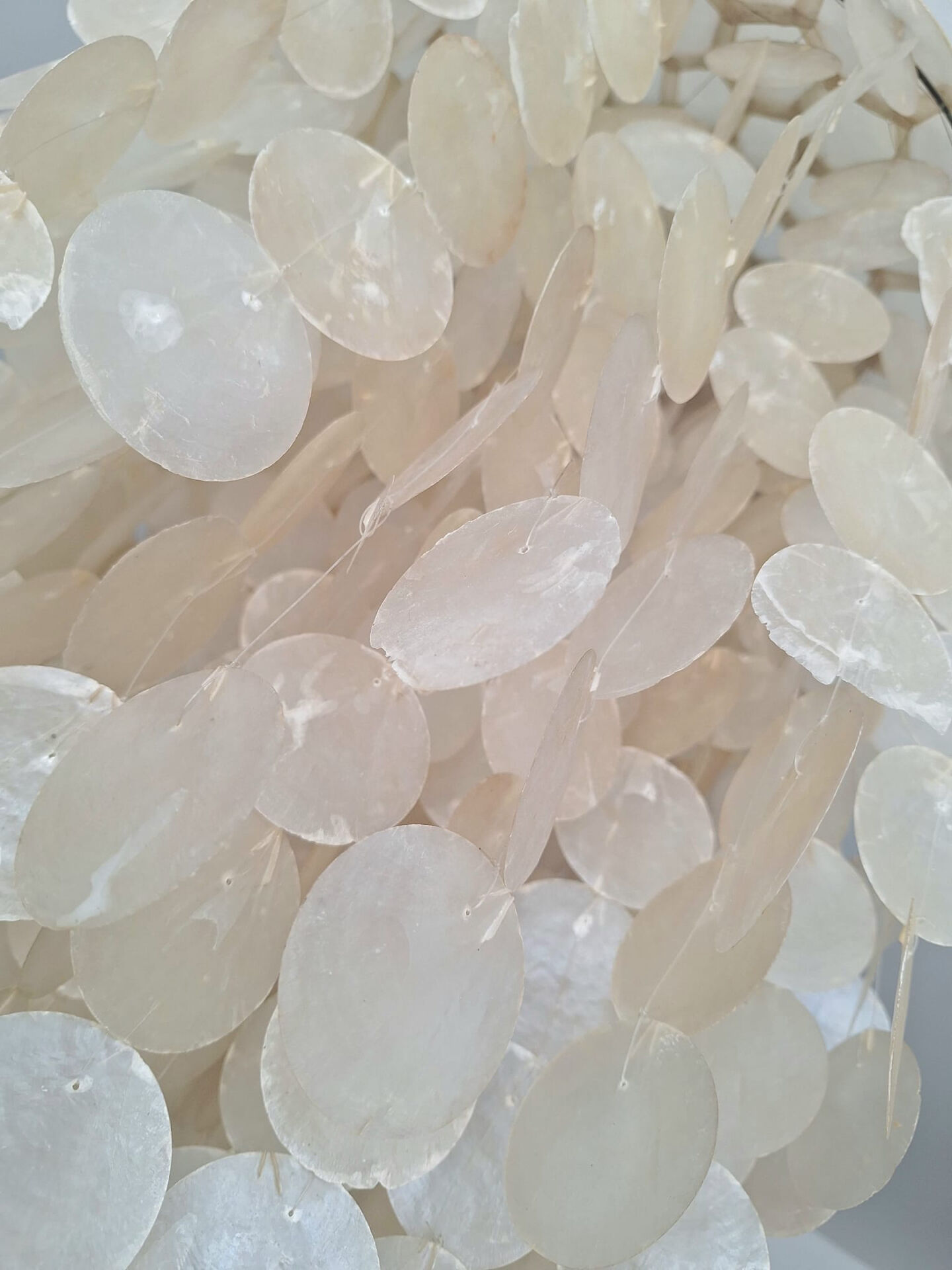 Vintage capiz shell chandelier, antique light fixture.