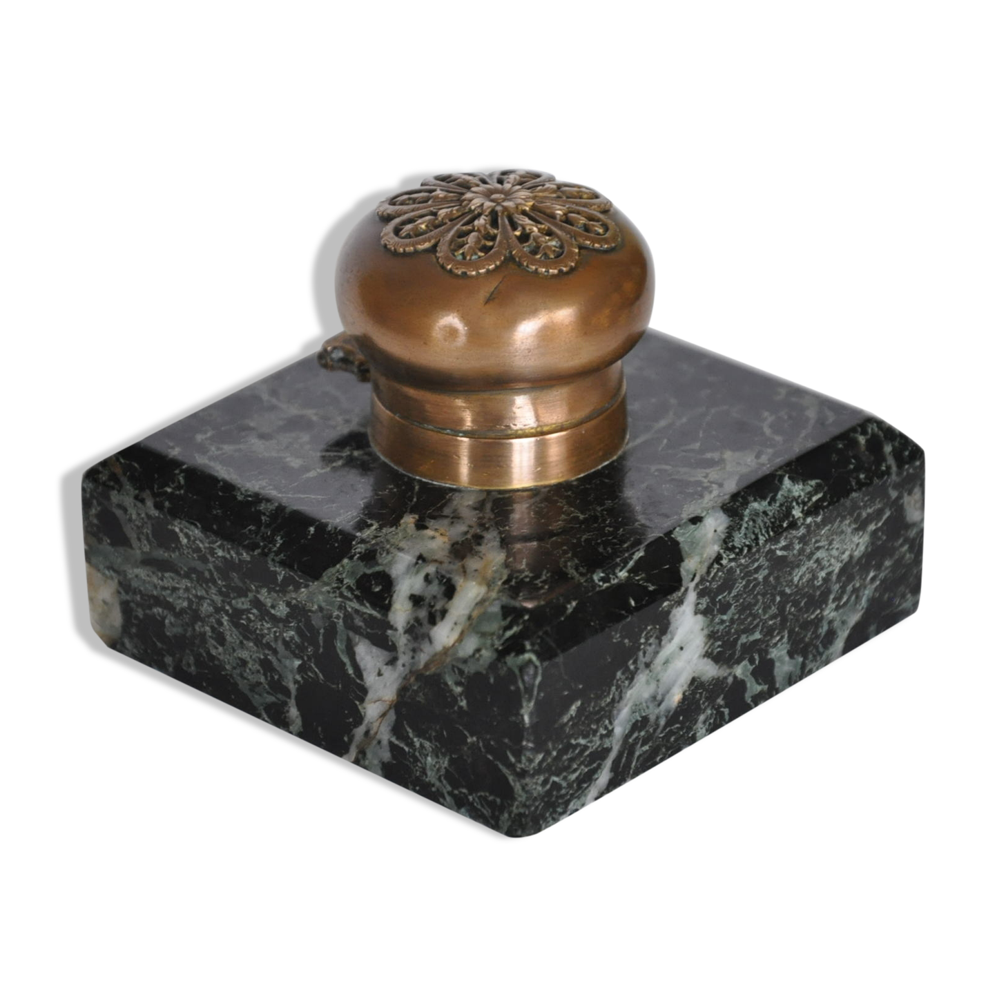 Encrier ancien marbre et bronze