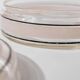 Vintage glass sweet jar from the 1960s, candy jar with a pink and black striped lid, Italian glass art.