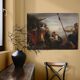 Antique Italian painting Moses saved from the waters from the 18th century