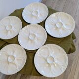 Set of 6 white porcelain oyster plates from Pillivuyt