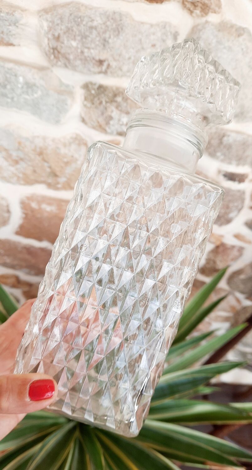 Carved glass decanter