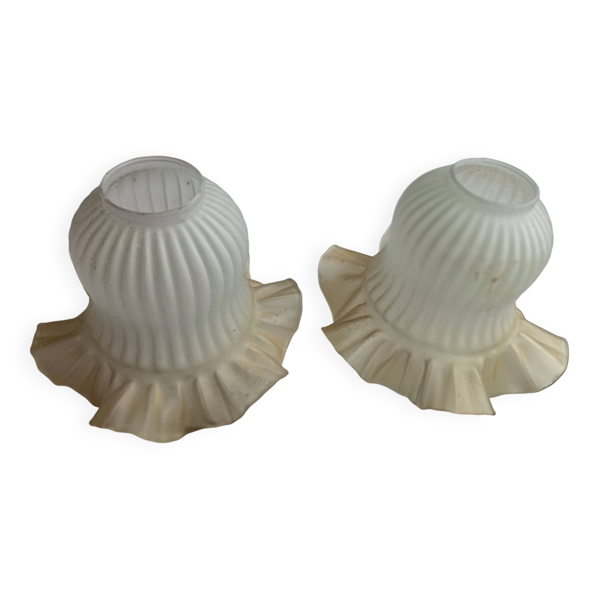 Pair of glass tulip lampshades