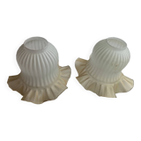 Pair of glass tulip lampshades