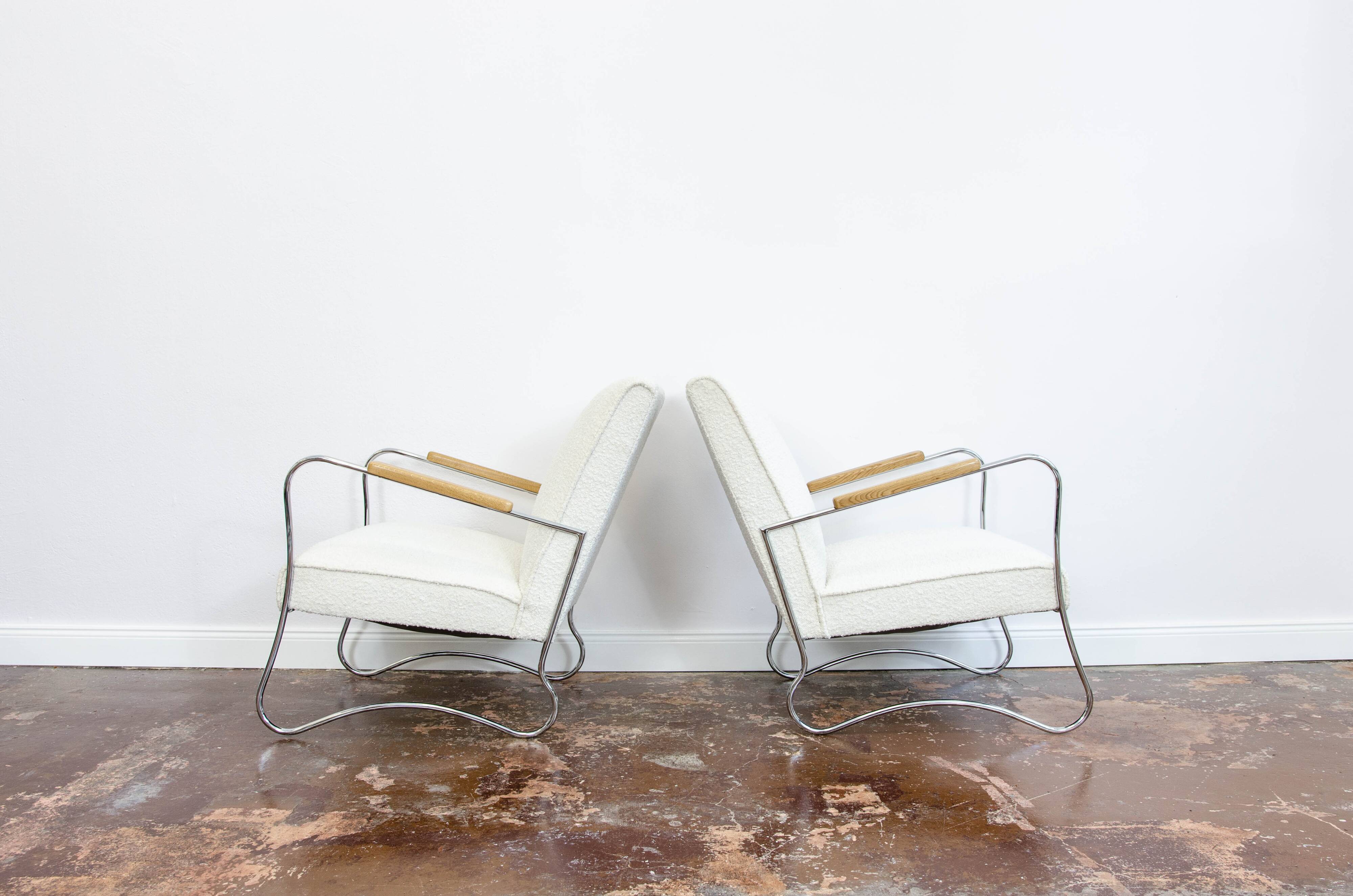 Bauhaus style armchairs, 1950s, Poland, set of 2