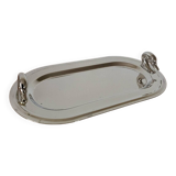 Plat de service à foie gras en métal argenté