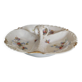 Plat serviteur mendiant porcelaine fleurie Limoges début XXème