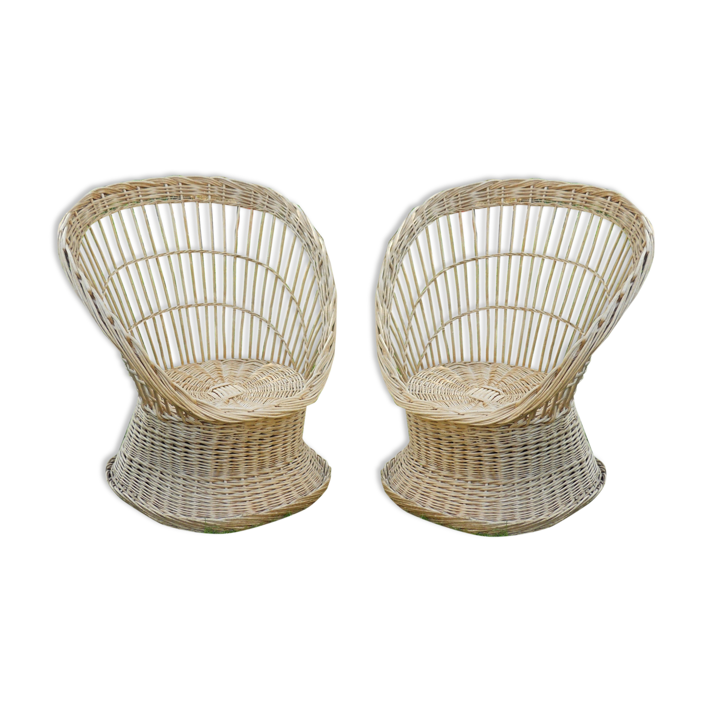 Pair of rattan armchairs