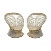 Pair of rattan armchairs