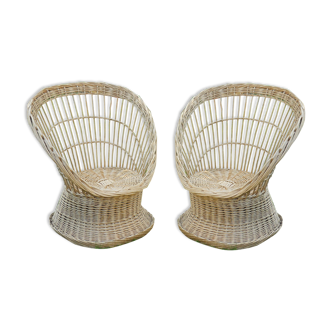 Pair of rattan armchairs