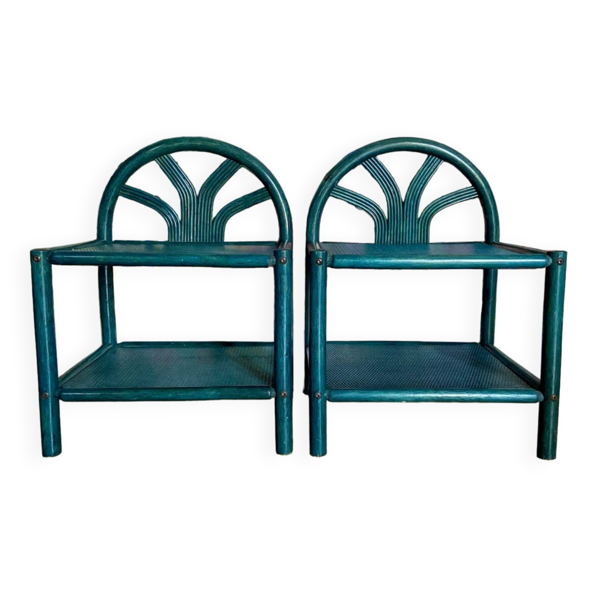 Pair of painted wooden bedside tables - circa 1970.