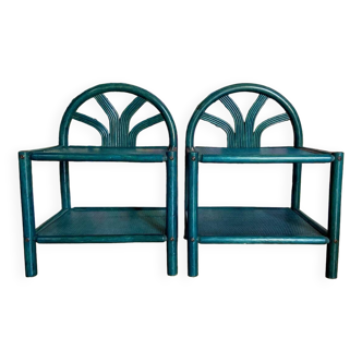 Pair of painted wooden bedside tables - circa 1970.