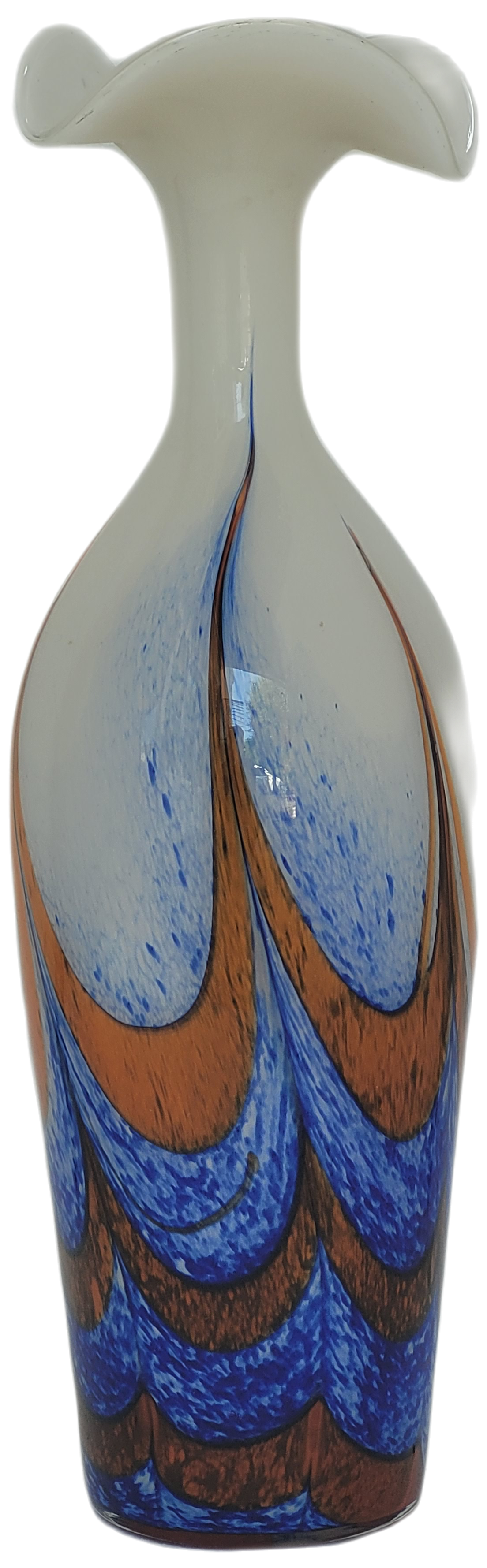 Large vintage red, white and blue Murano glass vase by Carlo Moretti, Italy, 1970s