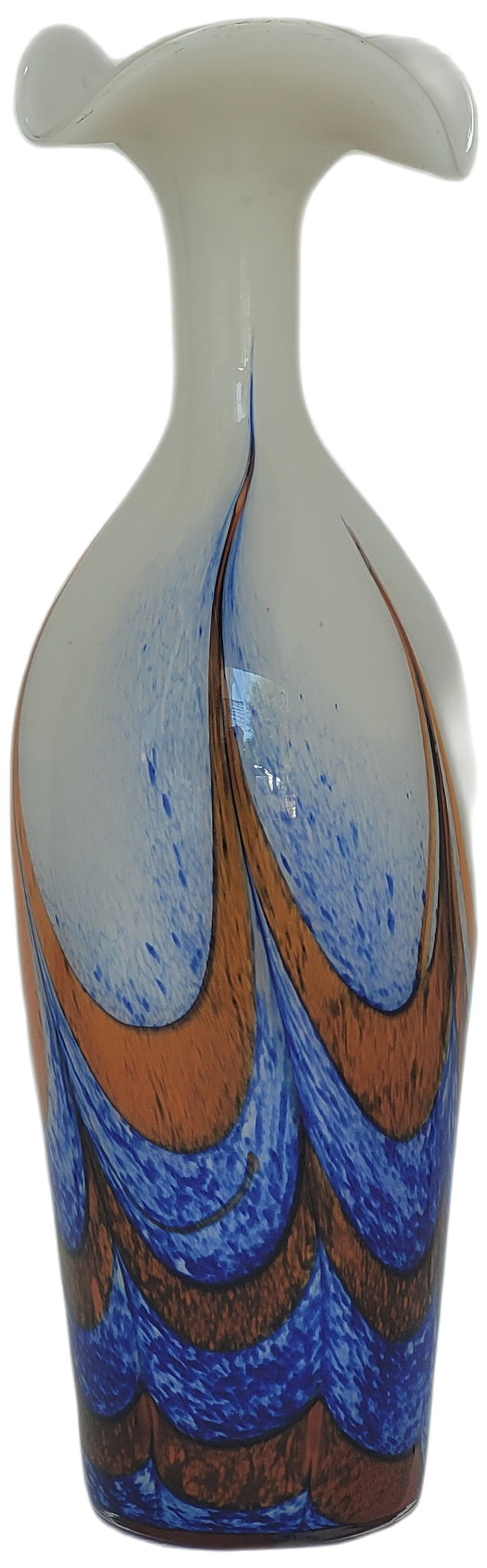 Large vintage red, white and blue Murano glass vase by Carlo Moretti, Italy, 1970s