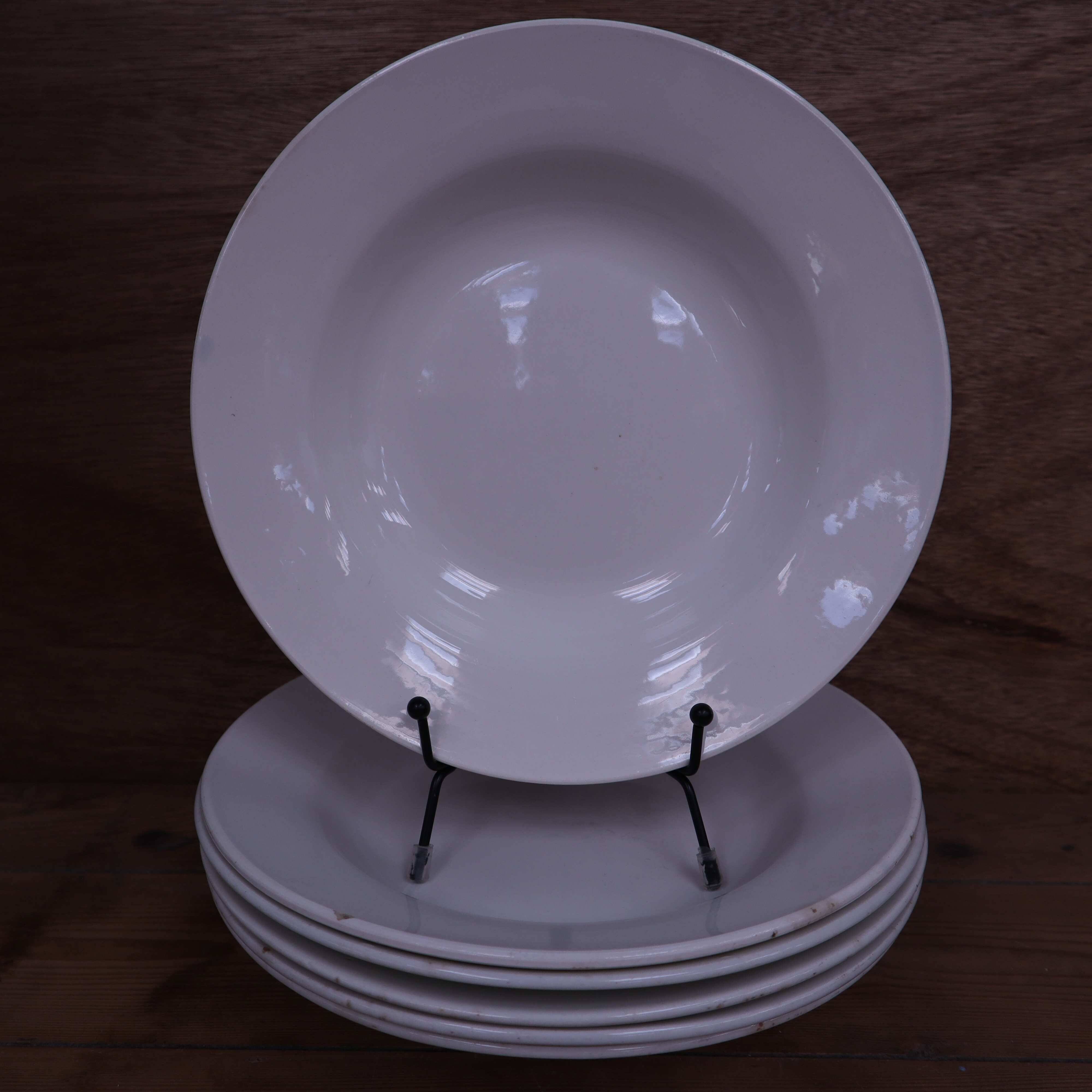 6 White Soup Plates, Digoin and St Amand Porcelain